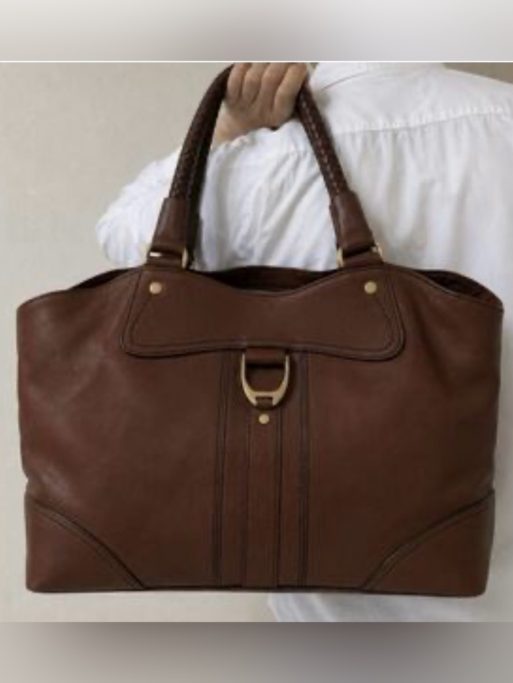 Cole Haan Large Village Satchel Leather Shoulder Tote with Braided Handles